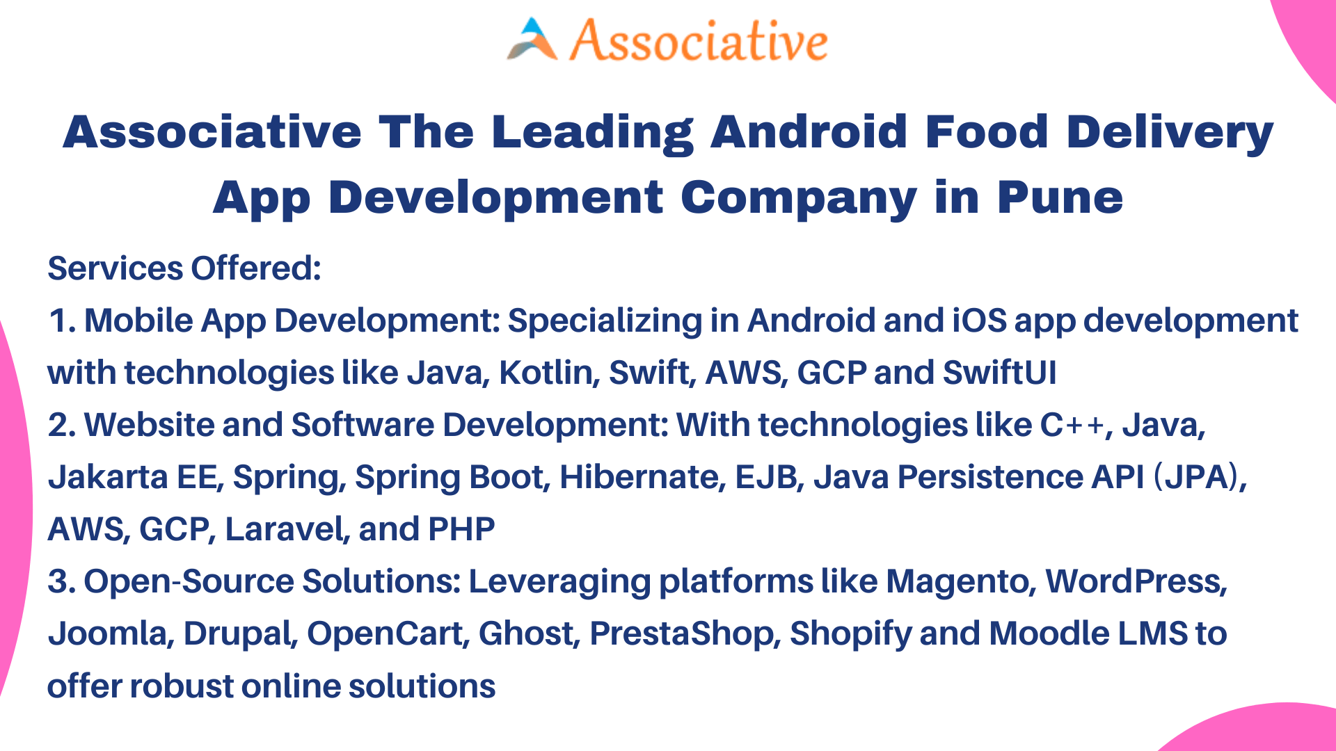 Associative The Leading Android Food Delivery App Development Company in Pune