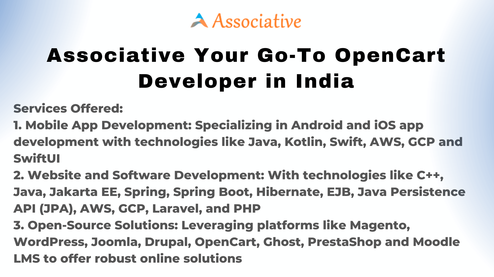 Associative Your Go-To OpenCart Developer in India