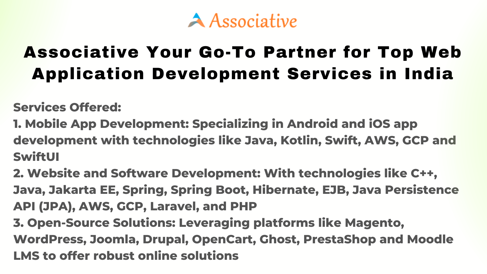 Associative Your Go-To Partner for Top Web Application Development Services in India