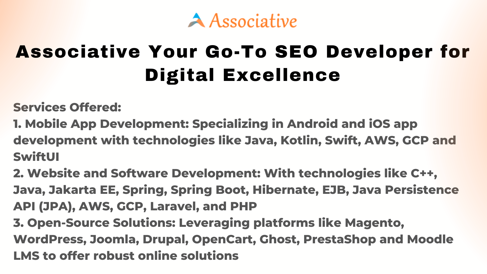 Associative Your Go-To SEO Developer for Digital Excellence