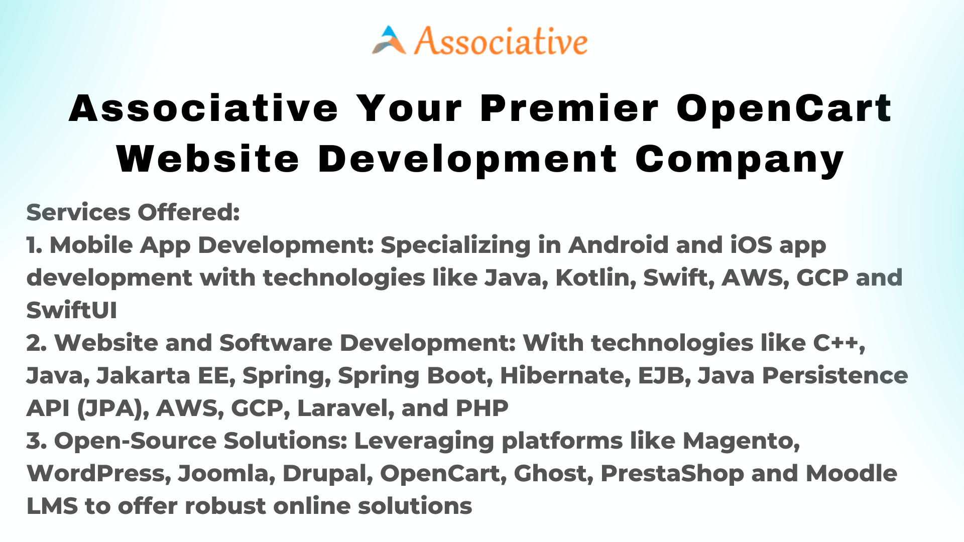 Associative Your Premier OpenCart Website Development Company