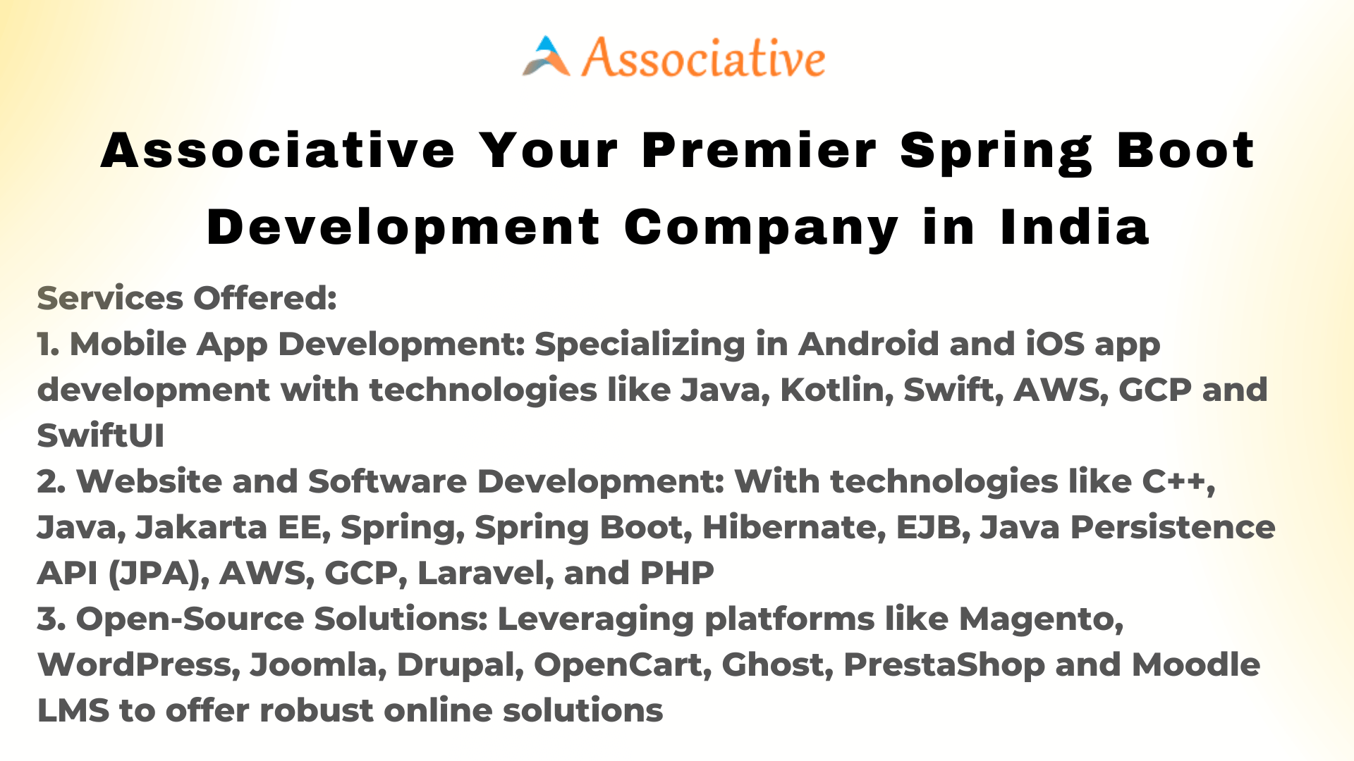 Associative Your Premier Spring Boot Development Company in India
