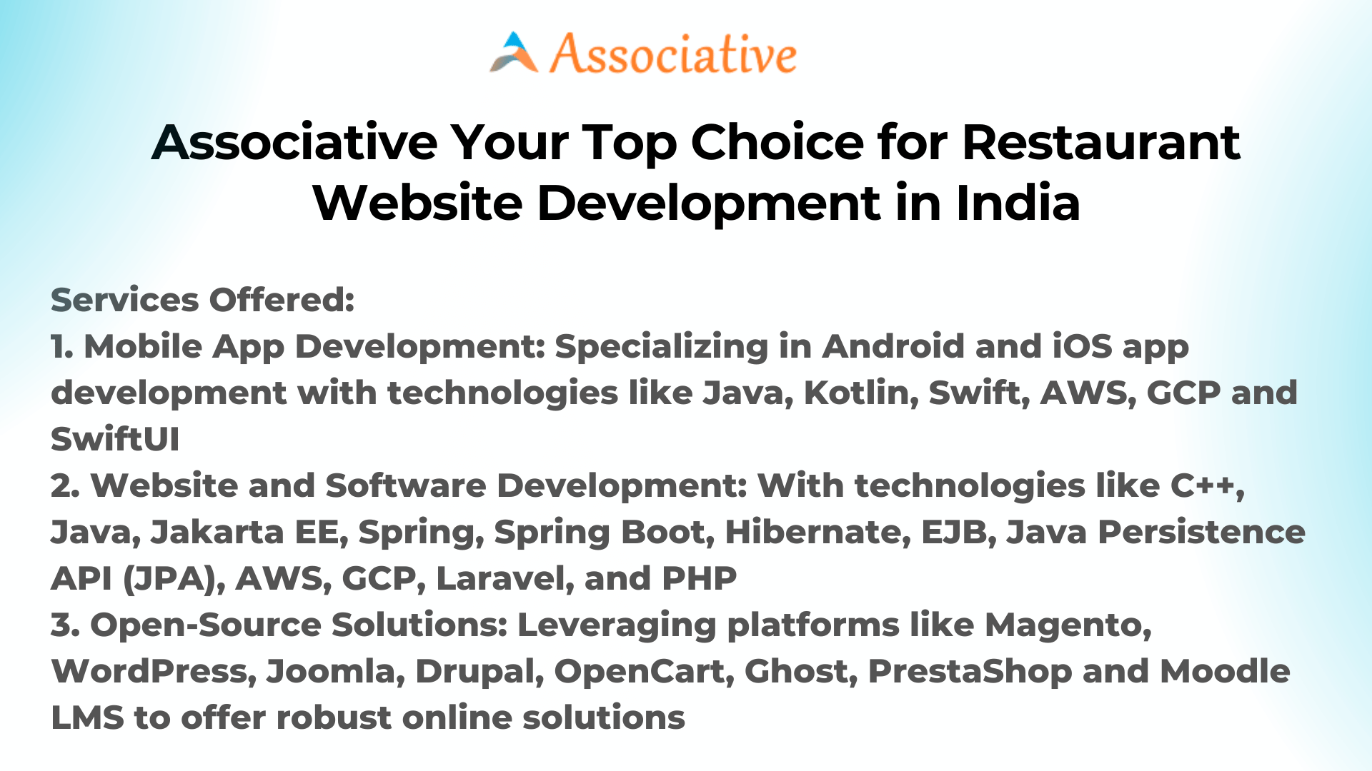 Associative Your Top Choice for Restaurant Website Development in India