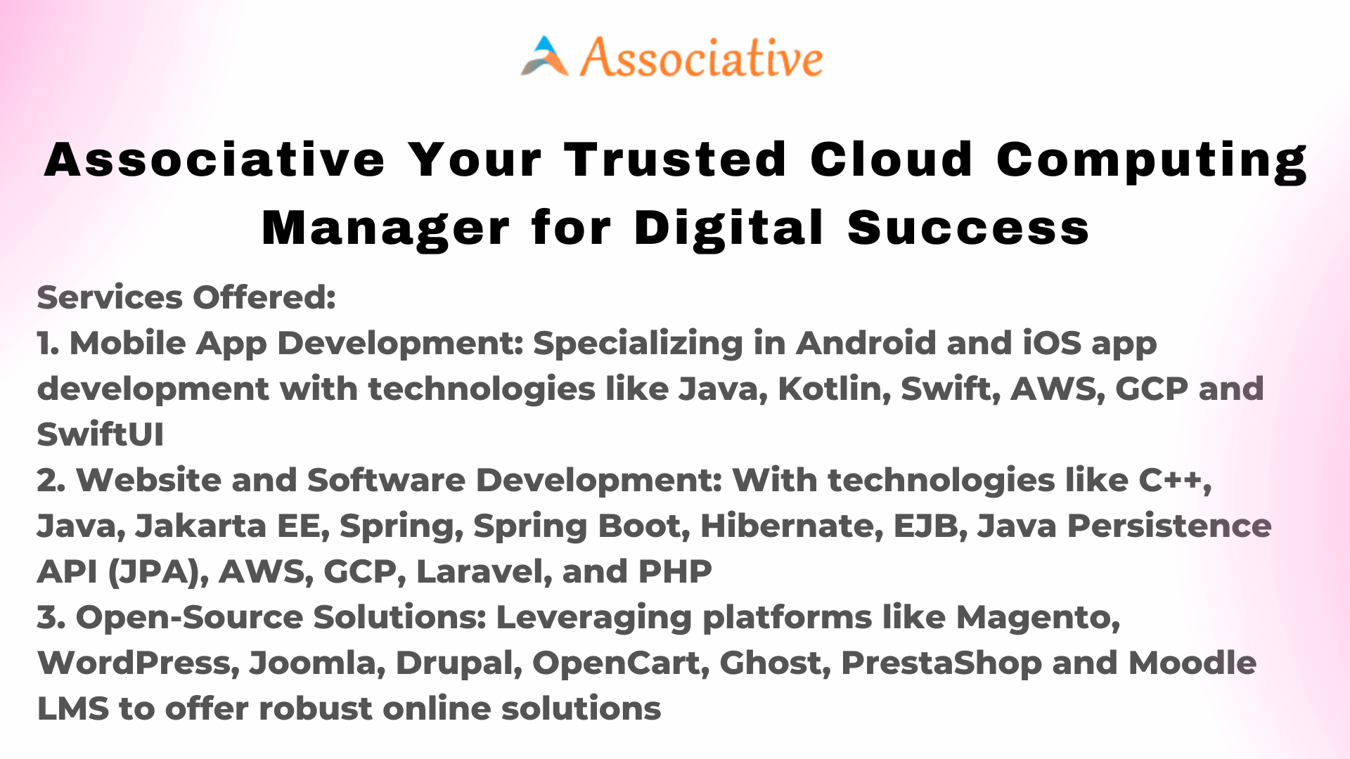 Associative Your Trusted Cloud Computing Manager for Digital Success