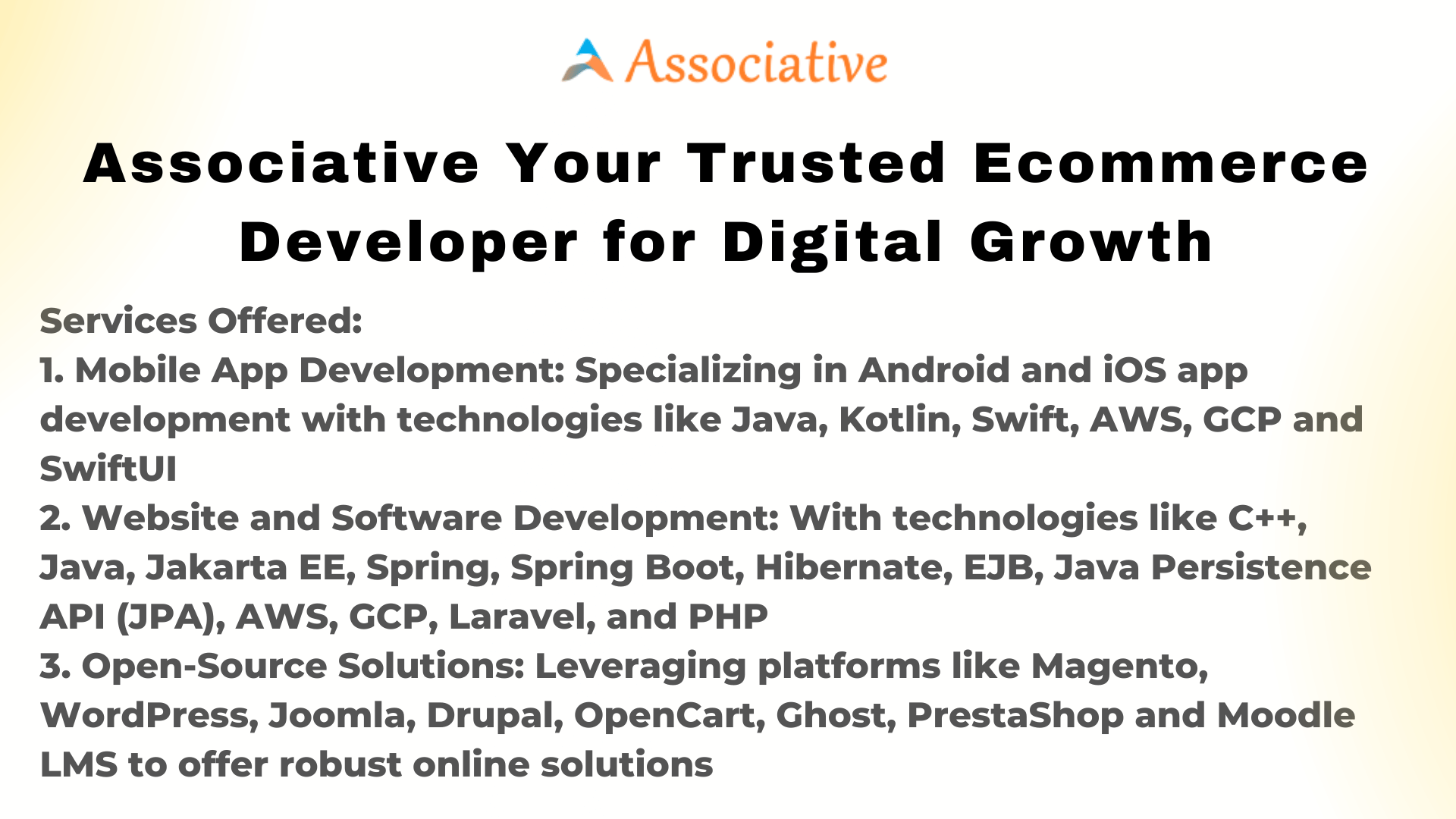 Associative Your Trusted Ecommerce Developer for Digital Growth