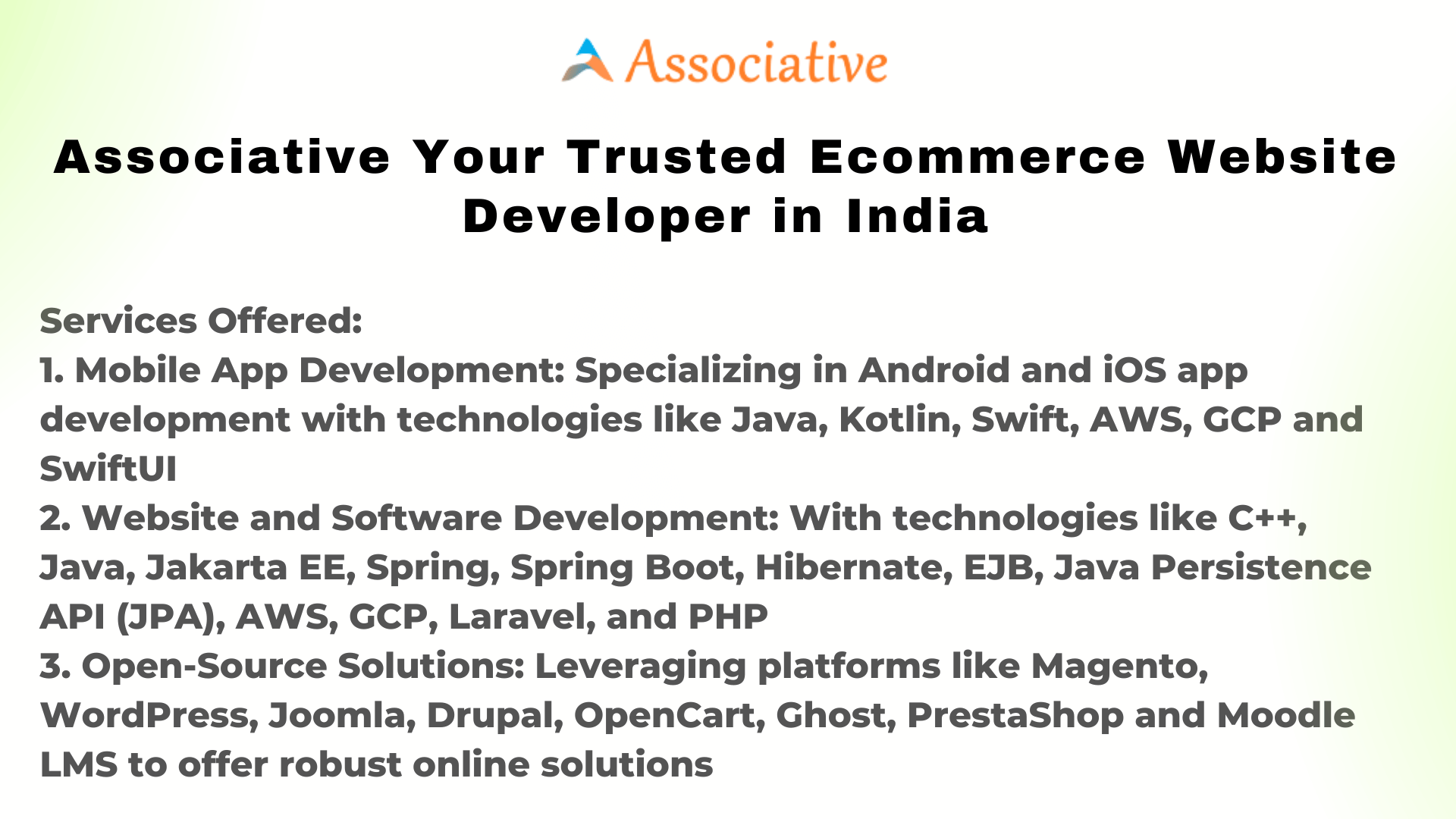 Associative Your Trusted Ecommerce Website Developer in India