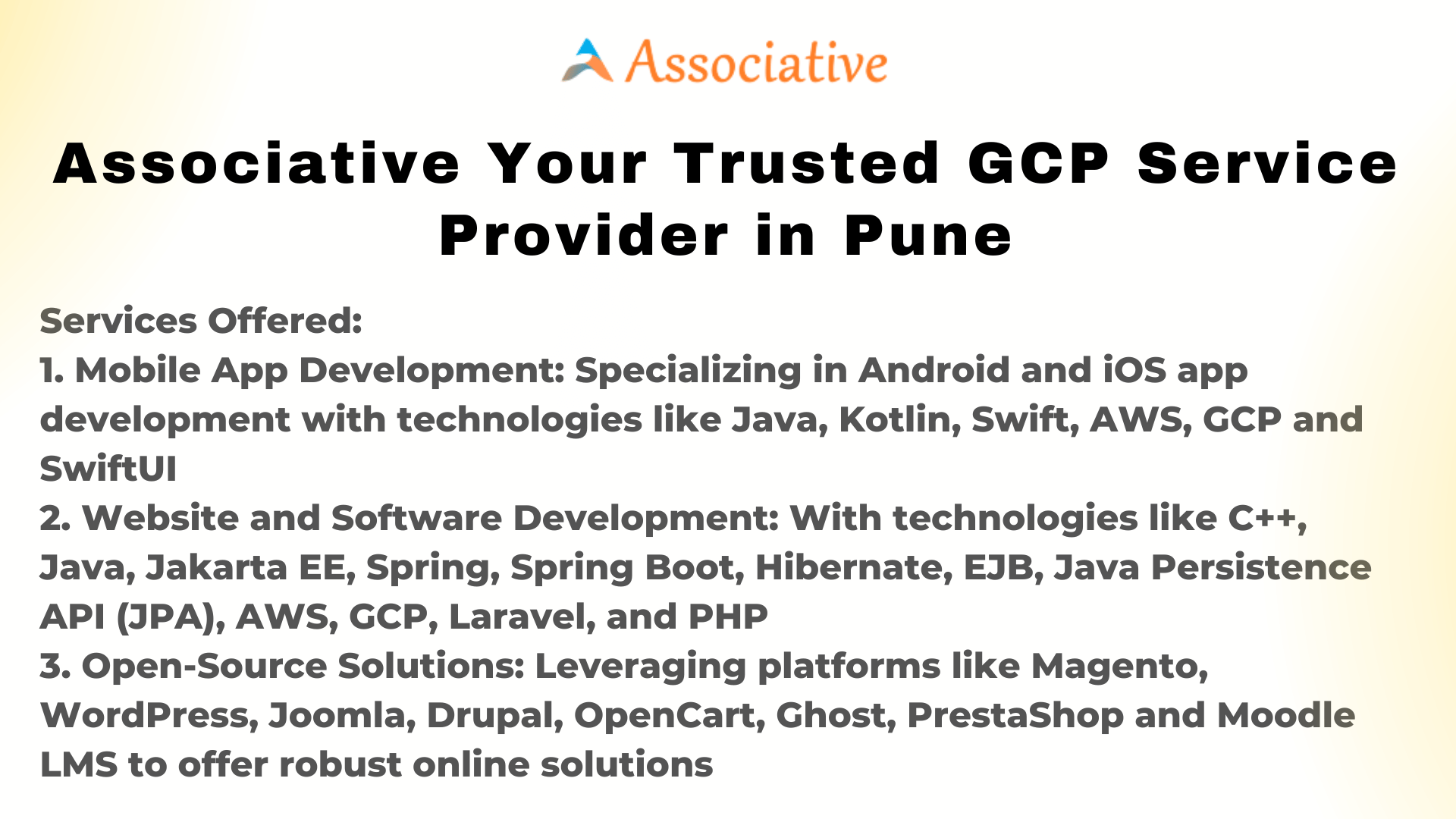 Associative Your Trusted GCP Service Provider in Pune