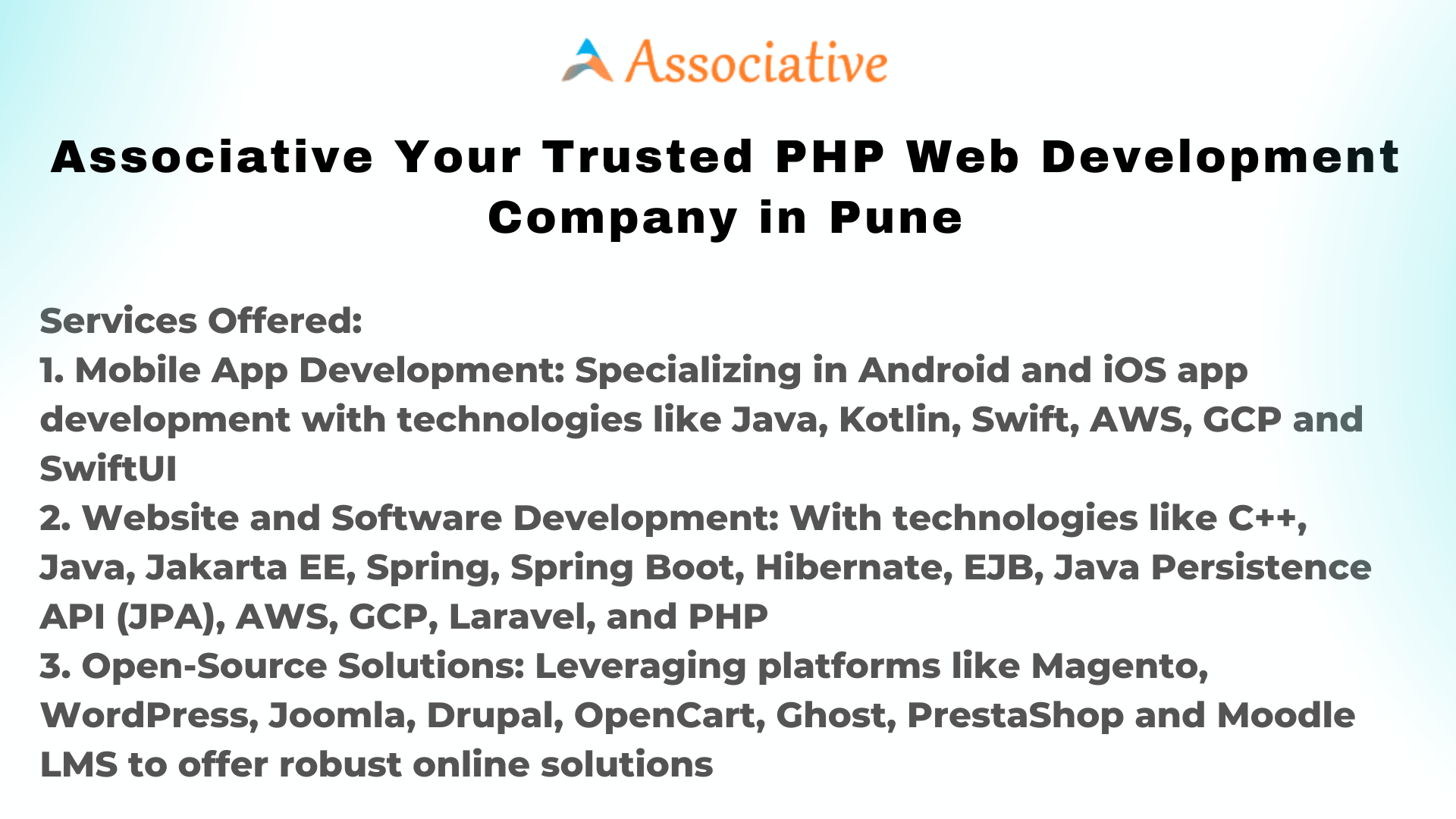 Associative Your Trusted PHP Web Development Company in Pune