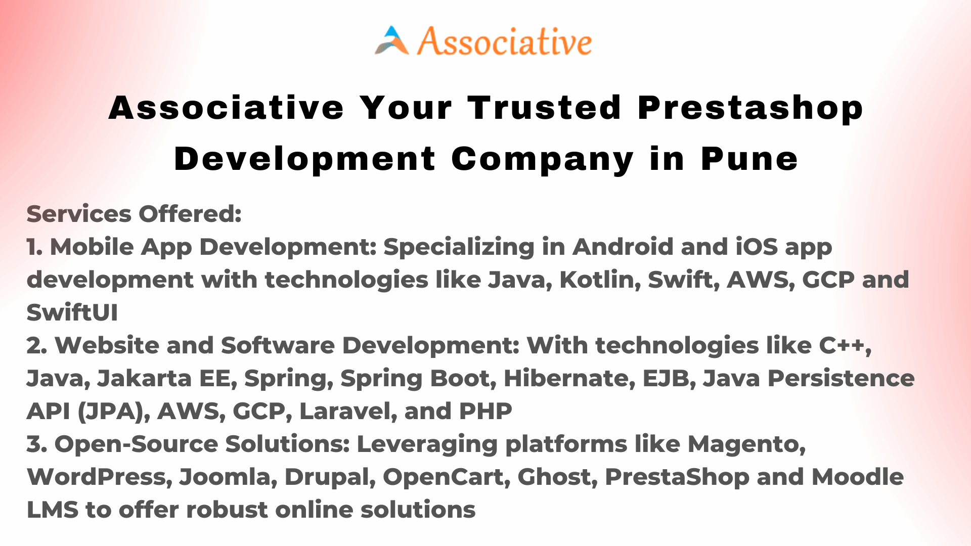 Associative Your Trusted Prestashop Development Company in Pune