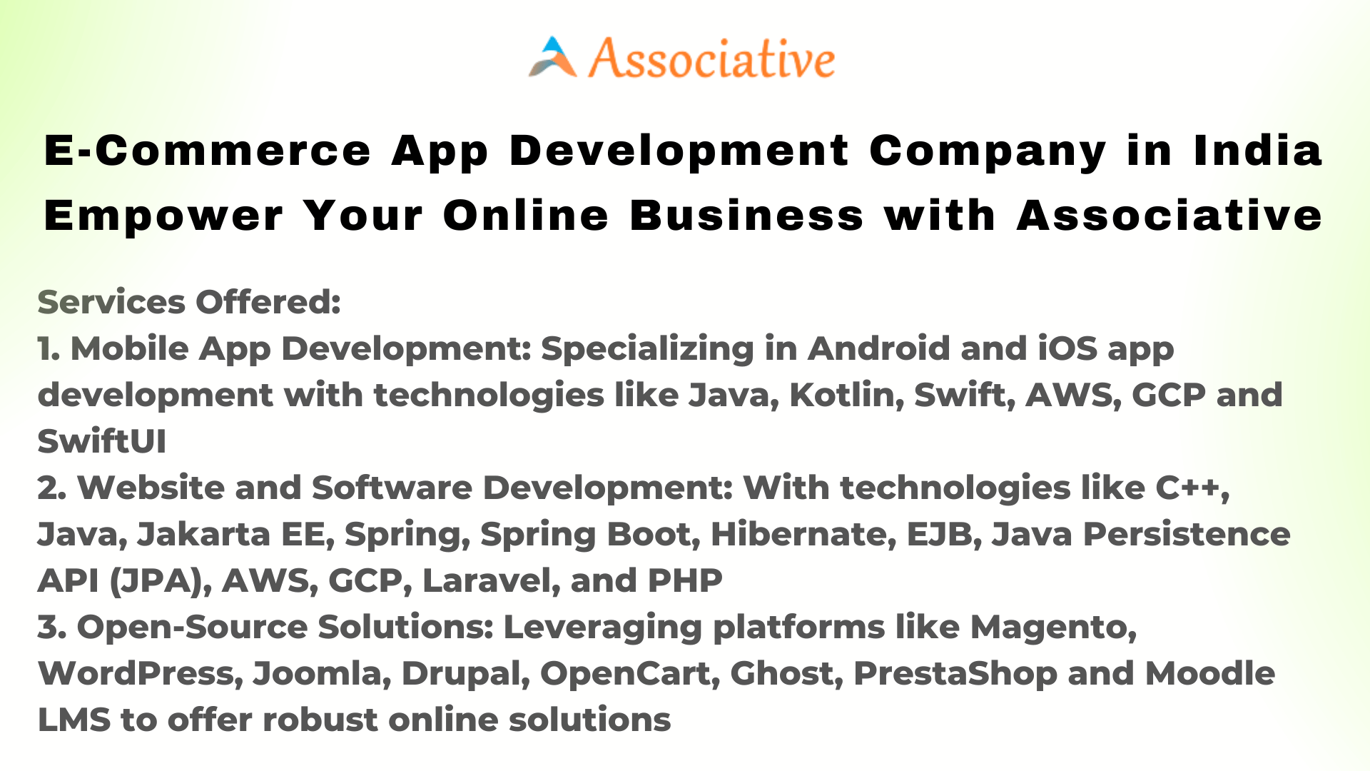 E-Commerce App Development Company in India Empower Your Online Business with Associative