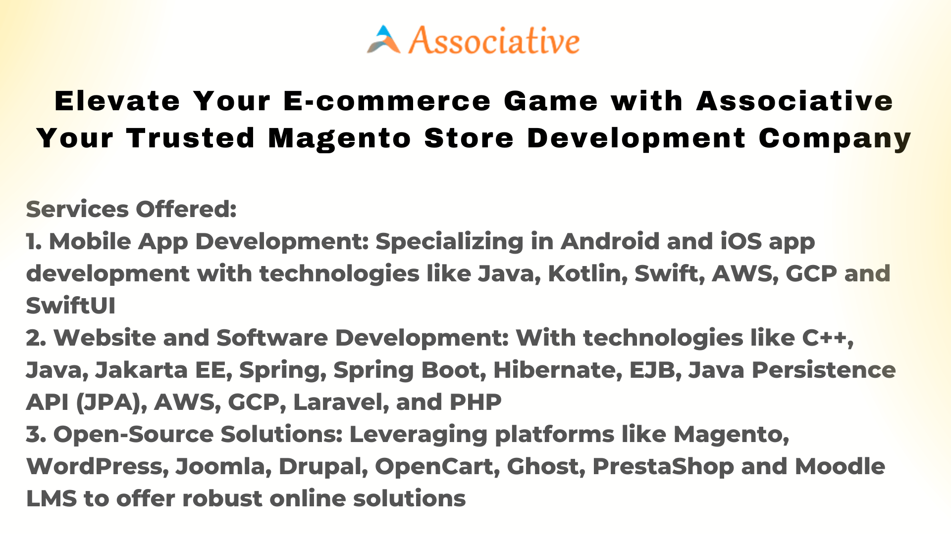 Elevate Your E-commerce Game with Associative Your Trusted Magento Store Development Company