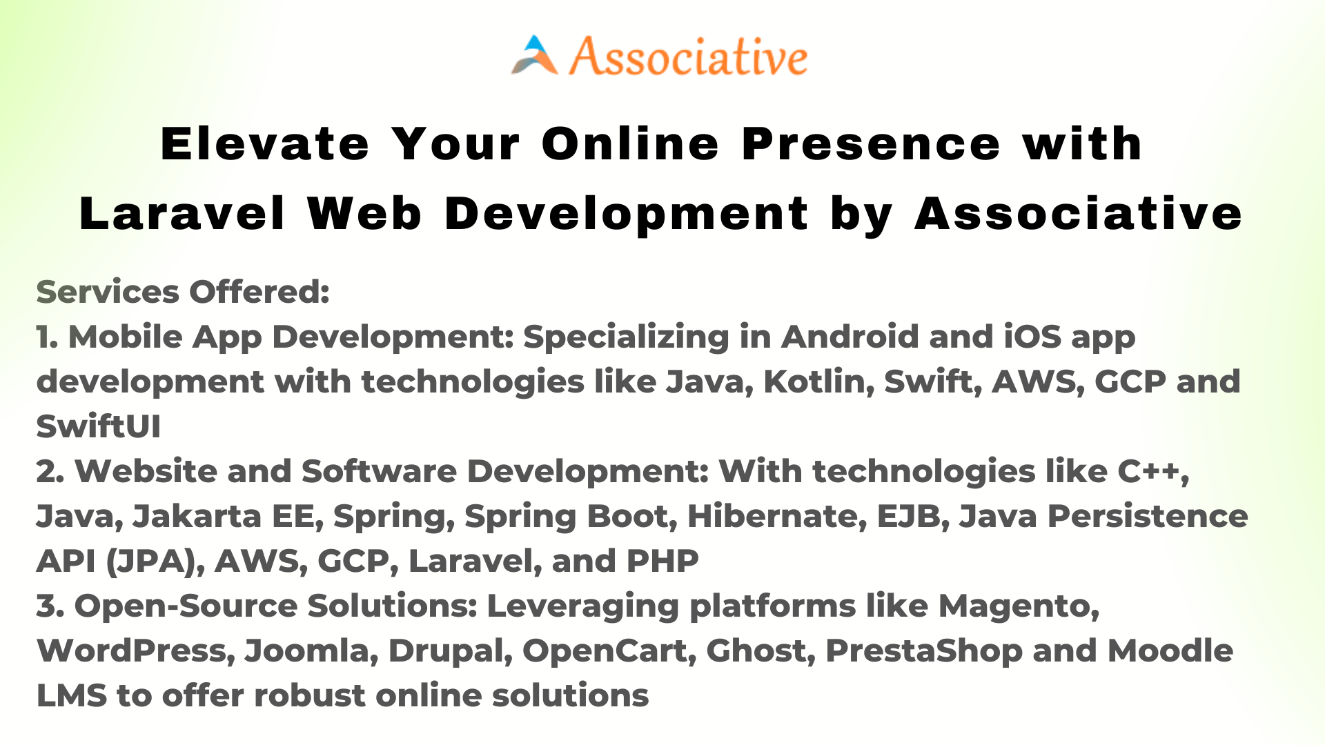 Elevate Your Online Presence with Laravel Web Development by Associative