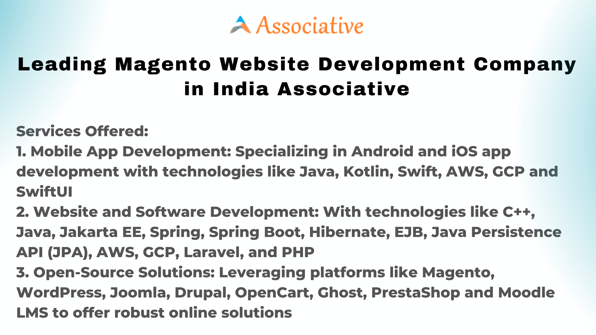 Leading Magento Website Development Company in India Associative
