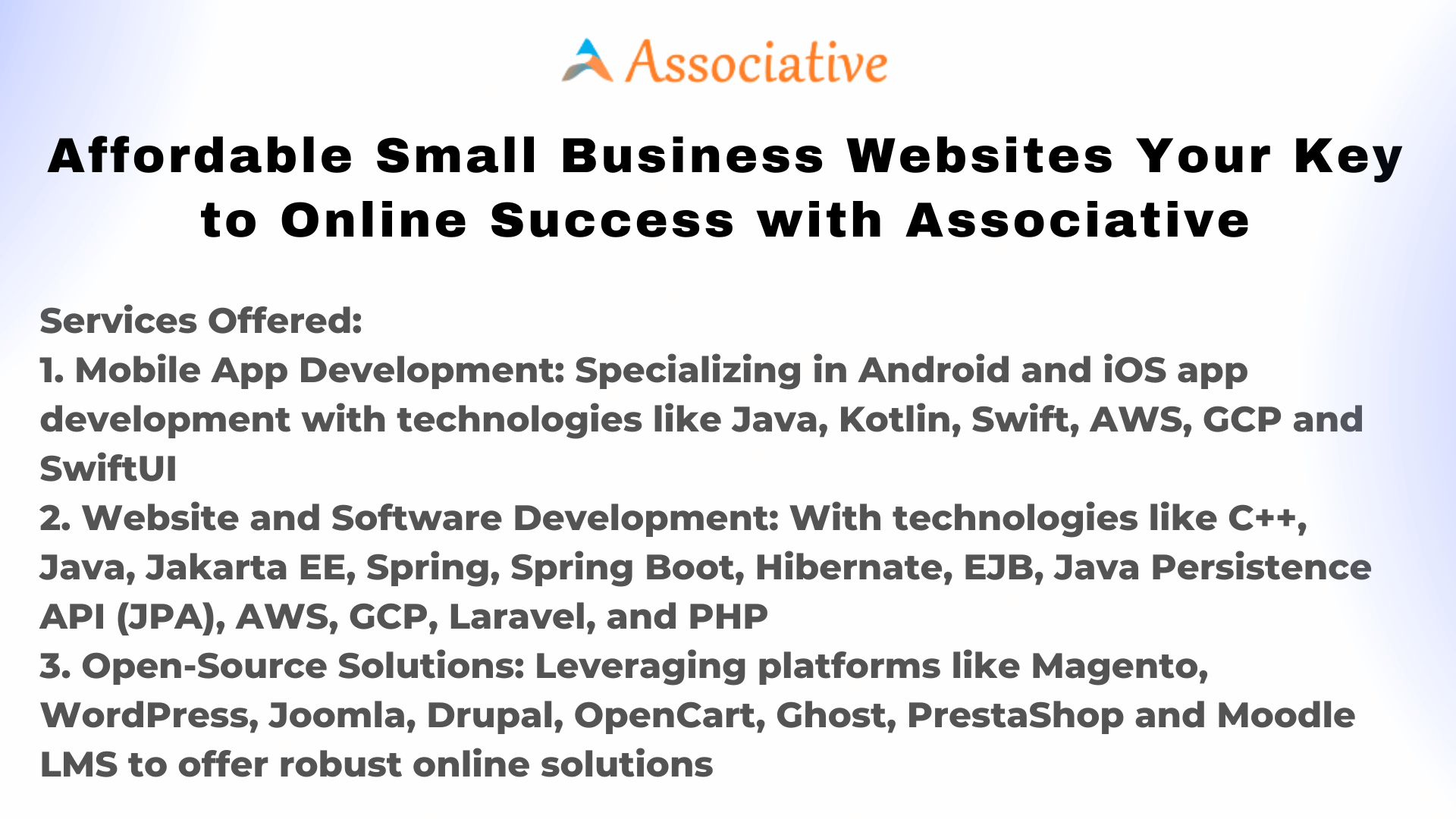 Affordable Small Business Websites Your Key to Online Success with Associative