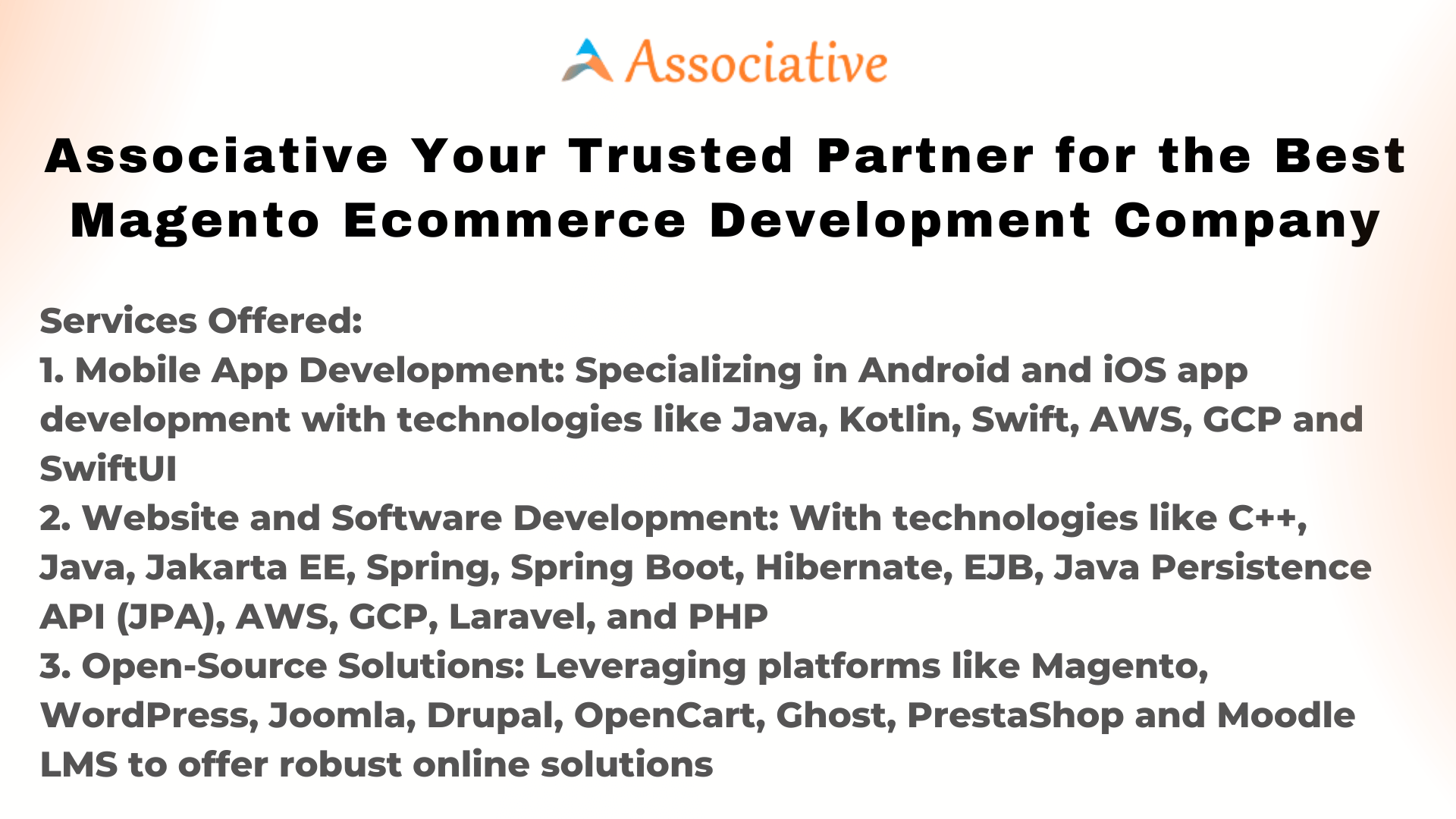 Associative Your Trusted Partner for the Best Magento Ecommerce Development Company