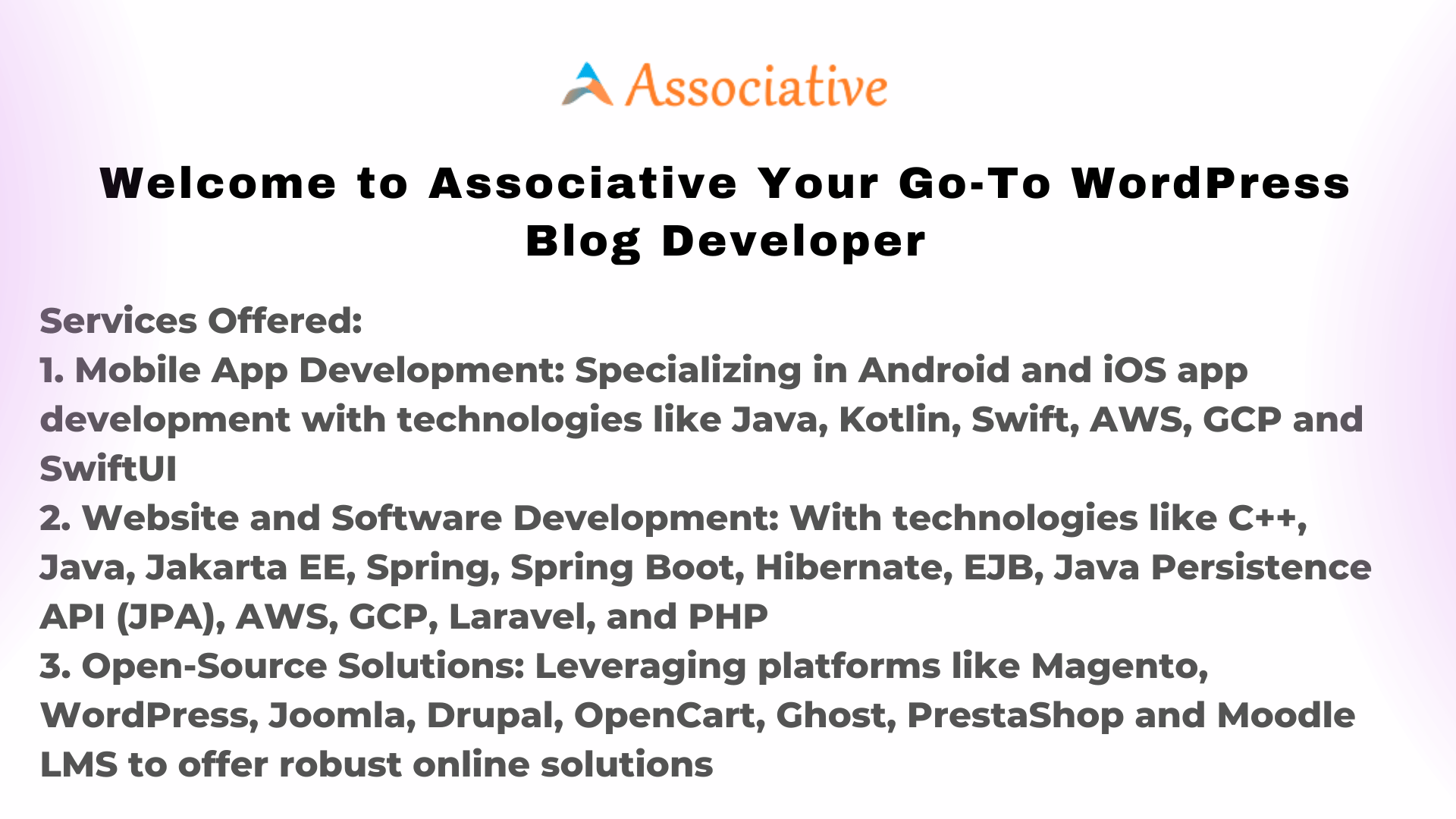 Welcome to Associative Your Go-To WordPress Blog Developer