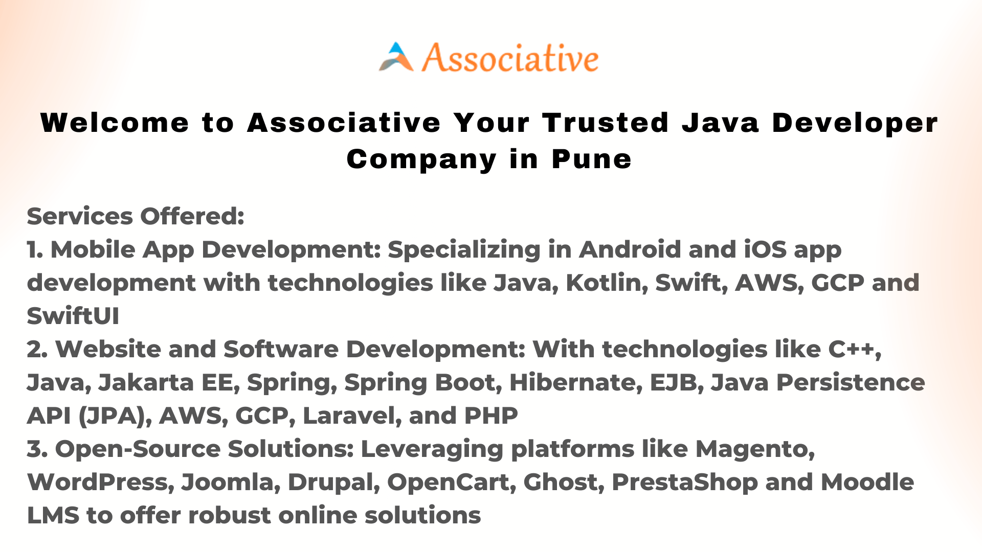 Welcome to Associative Your Trusted Java Developer Company in Pune