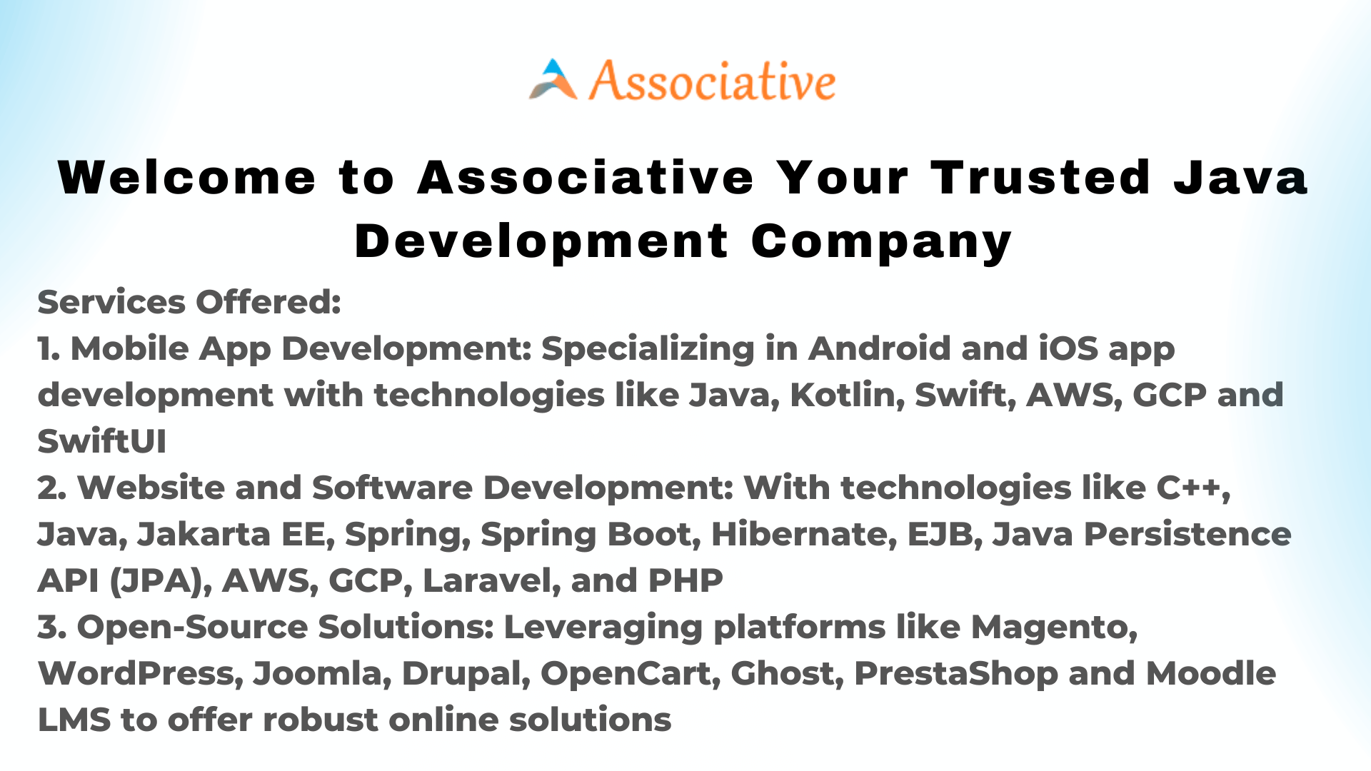 Welcome to Associative Your Trusted Java Development Company