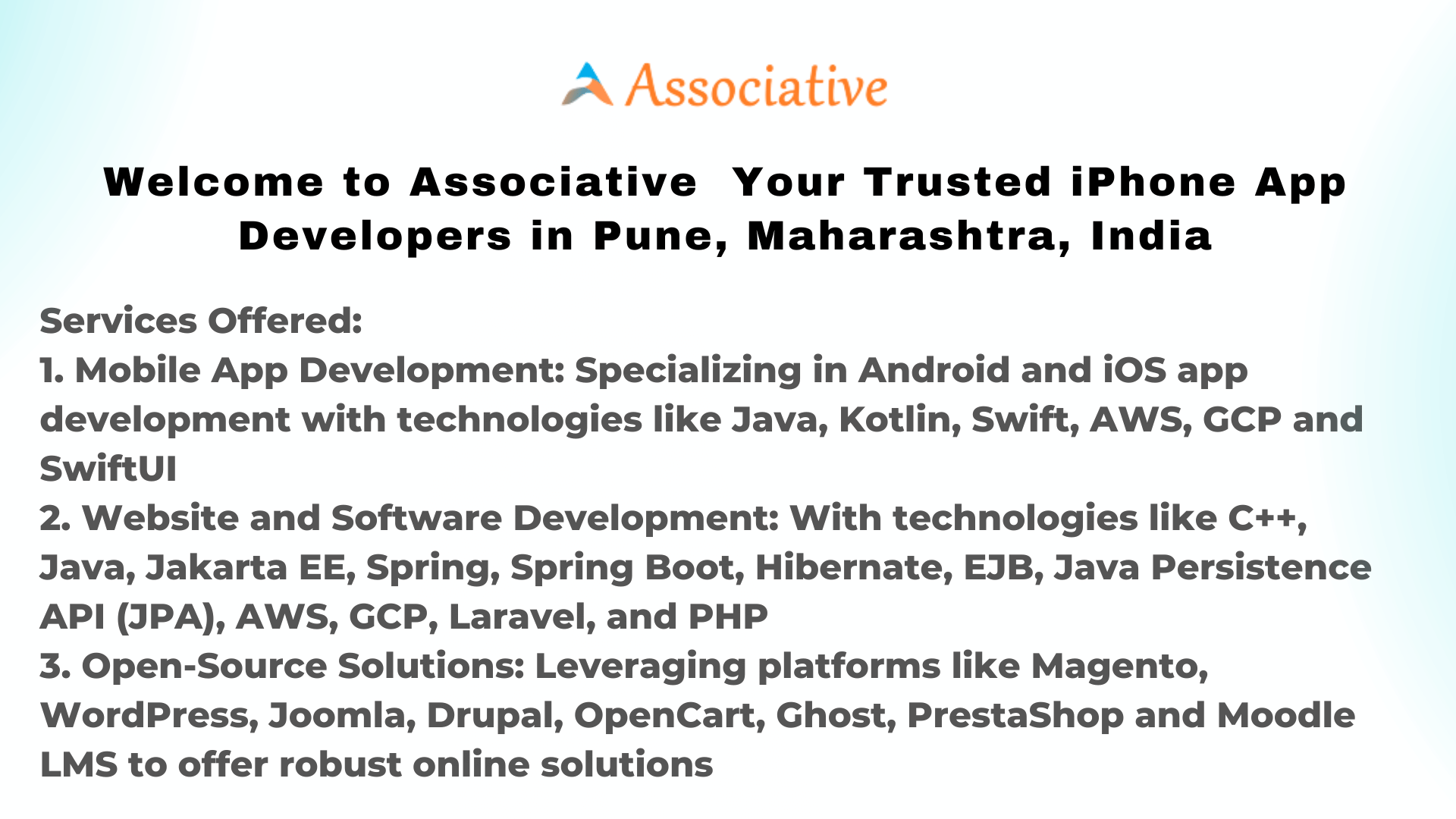 Welcome to Associative Your Trusted iPhone App Developers in Pune Maharashtra India