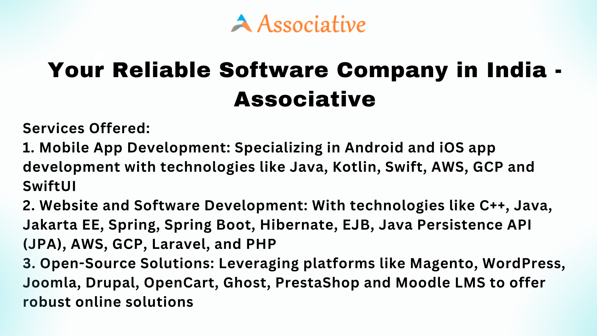 Your Reliable Software Company in India - Associative